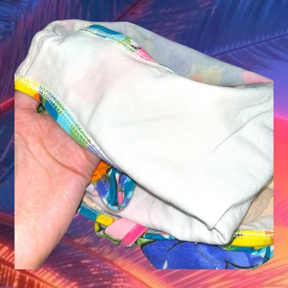 80s neon floral one piece swimsuit - Picture 4 of 5